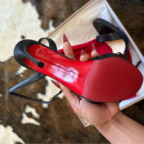 Christian Louboutin LOUBIGIRL 100MM Leather Sandals Black - Picture 8 of 10